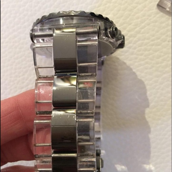 Gray and Clear Acrylic Oversized Chronograph Watch - Picture 4 of 10